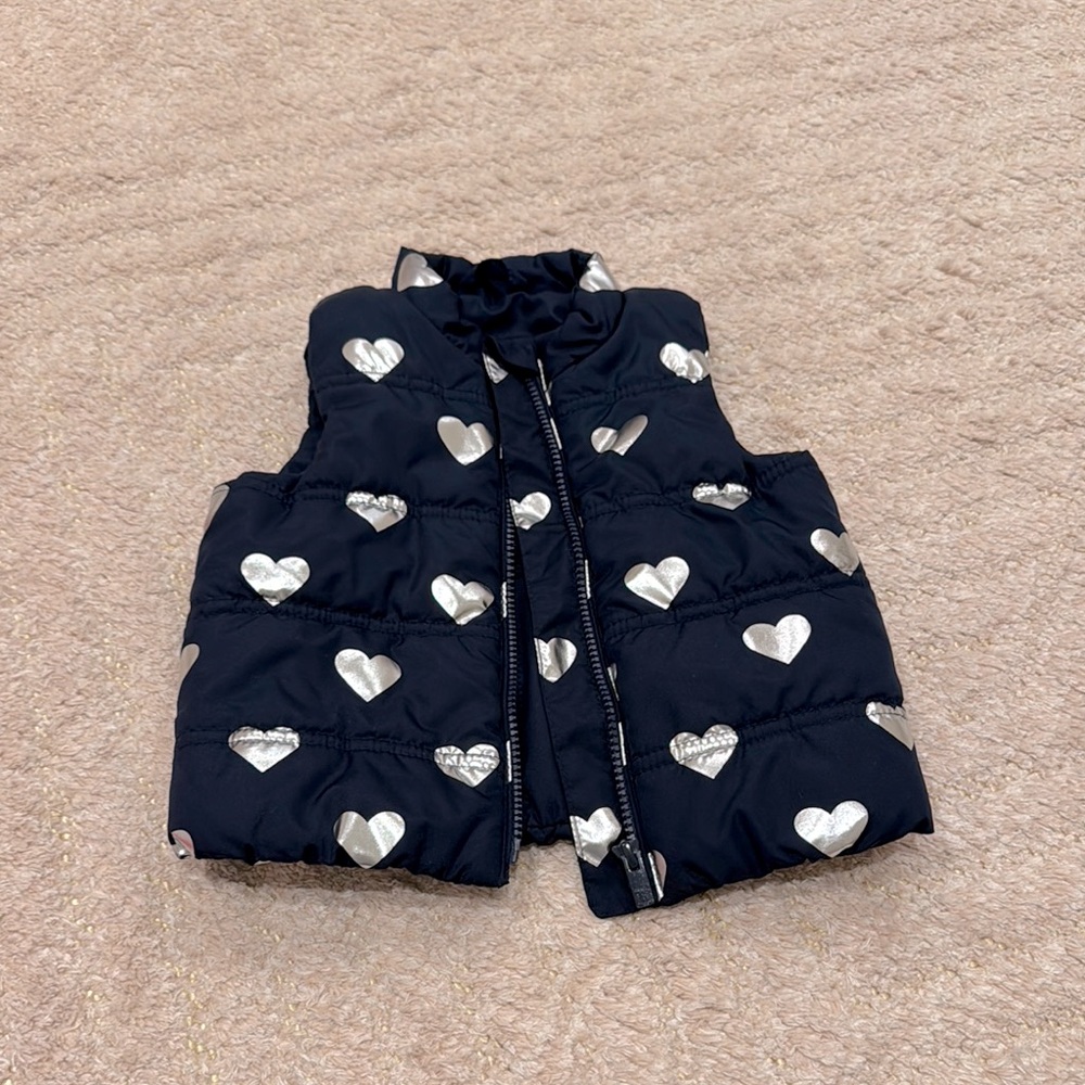 Stylish Gap Navy Vest with Silver Hearts